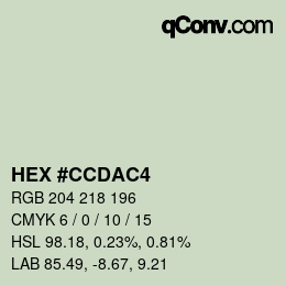 Color code: HEX #CCDAC4 | qconv.com