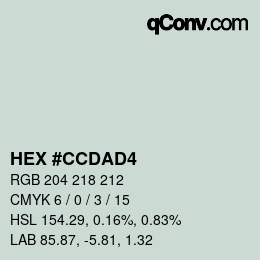 Color code: HEX #CCDAD4 | qconv.com