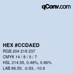 カラーコード: HEX #CCDAED | qconv.com