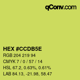 Code couleur: HEX #CCDB5E | qconv.com