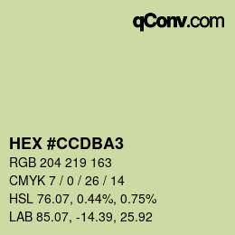 カラーコード: HEX #CCDBA3 | qconv.com
