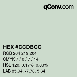 Color code: HEX #CCDBCC | qconv.com