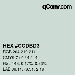 Color code: HEX #CCDBD3 | qconv.com