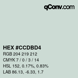 Farbcode: HEX #CCDBD4 | qconv.com