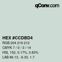 颜色代码: HEX #CCDBD4 | qconv.com