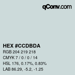 颜色代码: HEX #CCDBDA | qconv.com