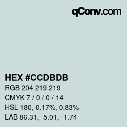 Color code: HEX #CCDBDB | qconv.com