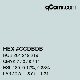 カラーコード: HEX #CCDBDB | qconv.com