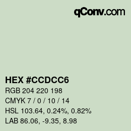 Color code: HEX #CCDCC6 | qconv.com