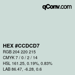 カラーコード: HEX #CCDCD7 | qconv.com