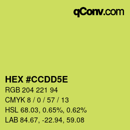 Farbcode: HEX #CCDD5E | qconv.com