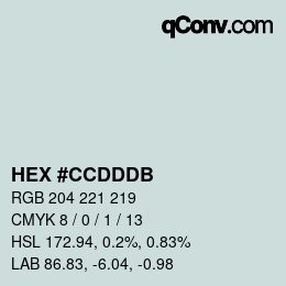 Color code: HEX #CCDDDB | qconv.com