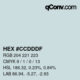 カラーコード: HEX #CCDDDF | qconv.com
