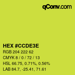 Color code: HEX #CCDE3E | qconv.com