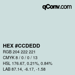 カラーコード: HEX #CCDEDD | qconv.com