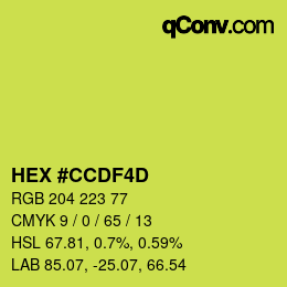 Color code: HEX #CCDF4D | qconv.com