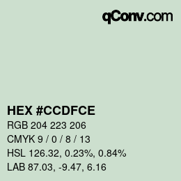 Color code: HEX #CCDFCE | qconv.com