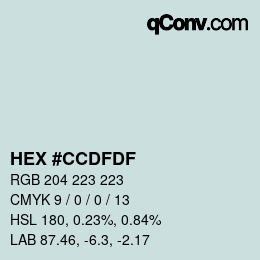 Color code: HEX #CCDFDF | qconv.com