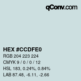 Code couleur: HEX #CCDFE0 | qconv.com