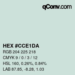 颜色代码: HEX #CCE1DA | qconv.com