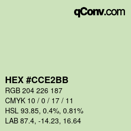 Color code: HEX #CCE2BB | qconv.com
