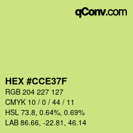 Color code: HEX #CCE37F | qconv.com