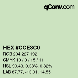 カラーコード: HEX #CCE3C0 | qconv.com