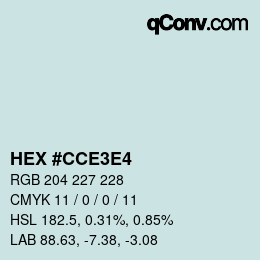 Color code: HEX #CCE3E4 | qconv.com