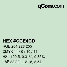 Color code: HEX #CCE4CD | qconv.com