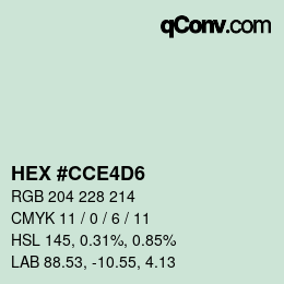 Color code: HEX #CCE4D6 | qconv.com