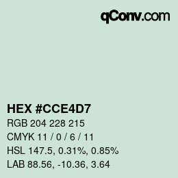 Color code: HEX #CCE4D7 | qconv.com
