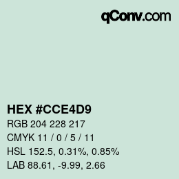 Farbcode: HEX #CCE4D9 | qconv.com