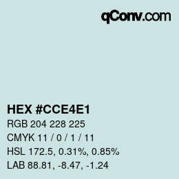 Código de color: HEX #CCE4E1 | qconv.com