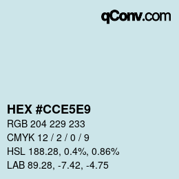 カラーコード: HEX #CCE5E9 | qconv.com