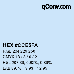 Color code: HEX #CCE5FA | qconv.com