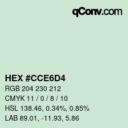 カラーコード: HEX #CCE6D4 | qconv.com