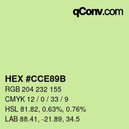 Color code: HEX #CCE89B | qconv.com