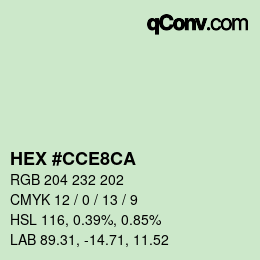 颜色代码: HEX #CCE8CA | qconv.com