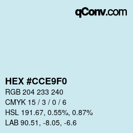 颜色代码: HEX #CCE9F0 | qconv.com