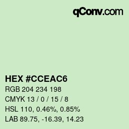 Color code: HEX #CCEAC6 | qconv.com