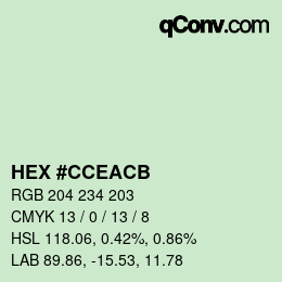 Color code: HEX #CCEACB | qconv.com