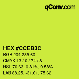 Color code: HEX #CCEB3C | qconv.com