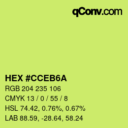 Color code: HEX #CCEB6A | qconv.com