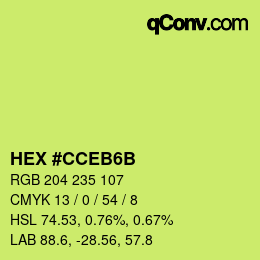 颜色代码: HEX #CCEB6B | qconv.com