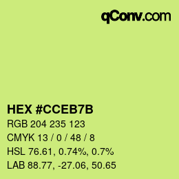 颜色代码: HEX #CCEB7B | qconv.com