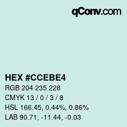 Color code: HEX #CCEBE4 | qconv.com