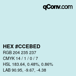 カラーコード: HEX #CCEBED | qconv.com