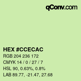 颜色代码: HEX #CCECAC | qconv.com
