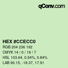 カラーコード: HEX #CCECC0 | qconv.com