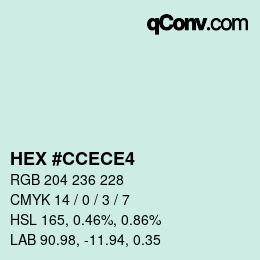 カラーコード: HEX #CCECE4 | qconv.com
